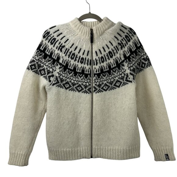 Icewear Iceland XS zip up Cardigan Sweater Icelandic Wool White Comfort Warm - Picture 1 of 16